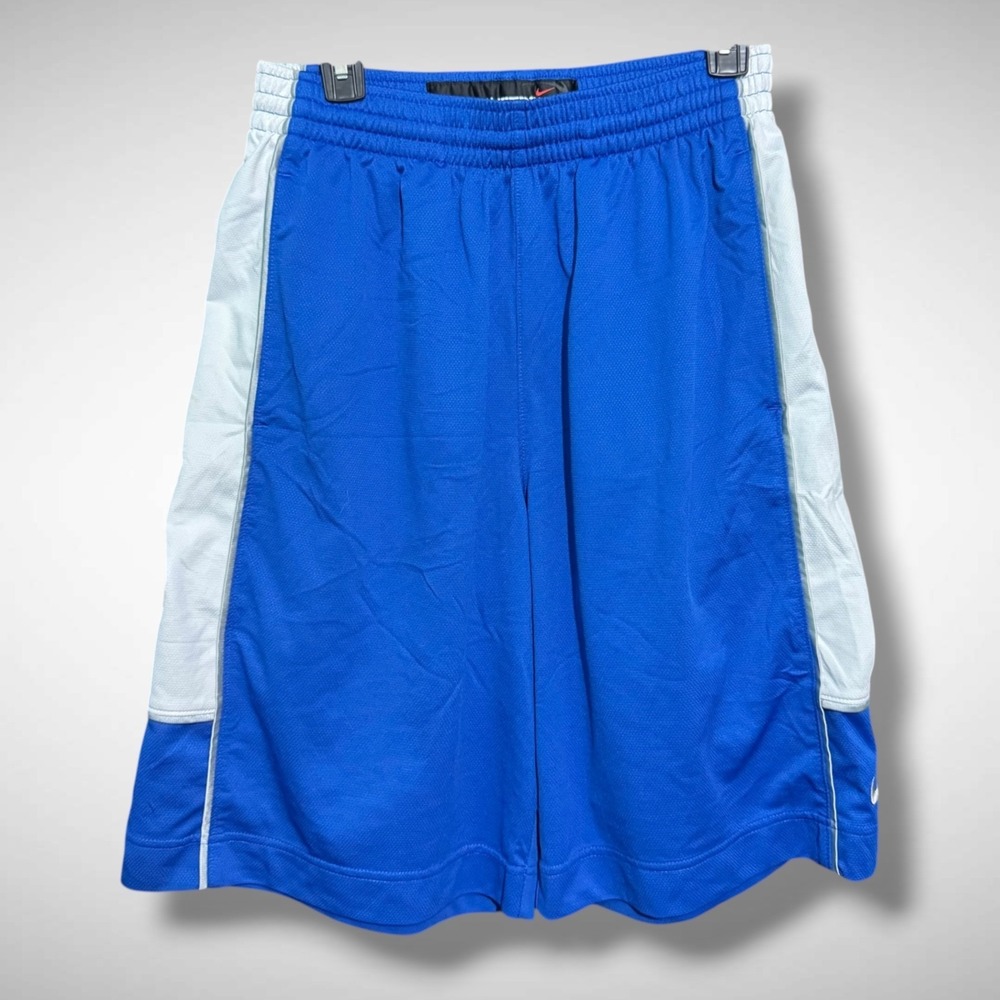 Nike Basketball Shorts Mens Medium Blue Gym Sweat Y2K Silver Tab